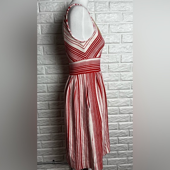 Anthropologie Postmark Striped Red and White Sleeveless Dress with Pockets sz 4 - Picture 3 of 6